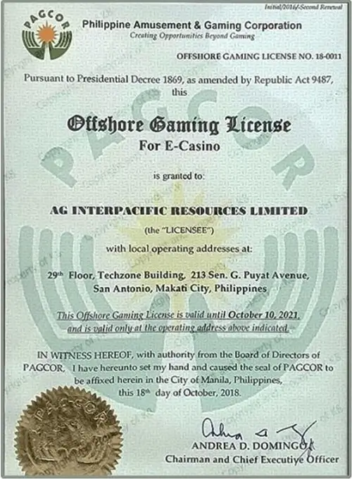 Các giấy phép hoạt động của nhà cái Pub88